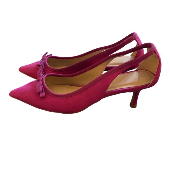 Draper James Raspberry Suede RSVP Bria Slingback Pump Womens Sz 8 Kitten Heels - Picture 1 of 6